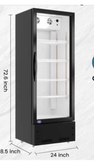 Kool Air US 16.5 Cu.ft Merchandiser Refrigerator Black Swing Glass Door